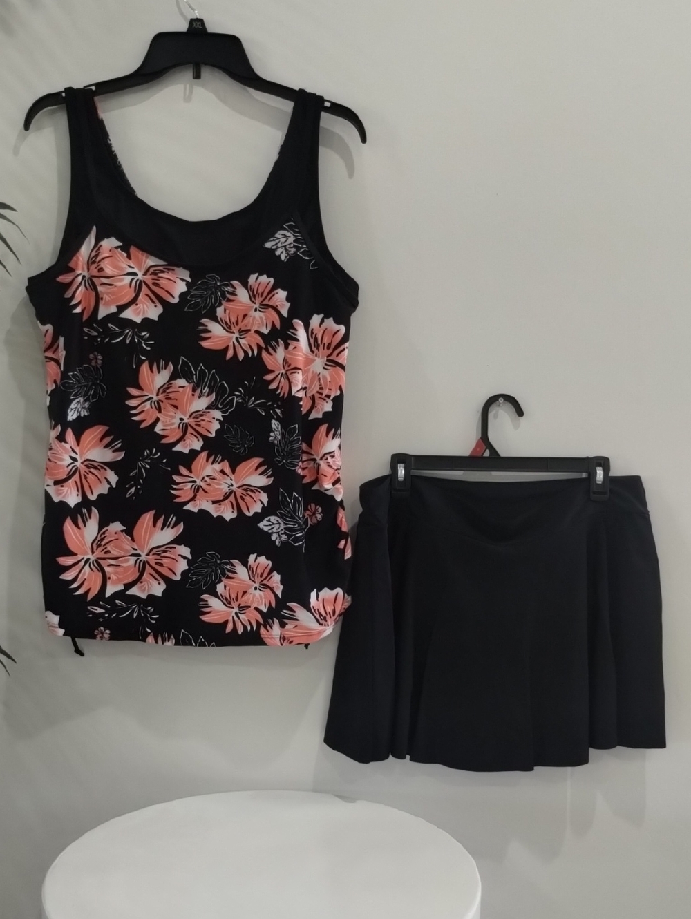 Black Floral Tank with Black Skirt - Women's Coordinated Set